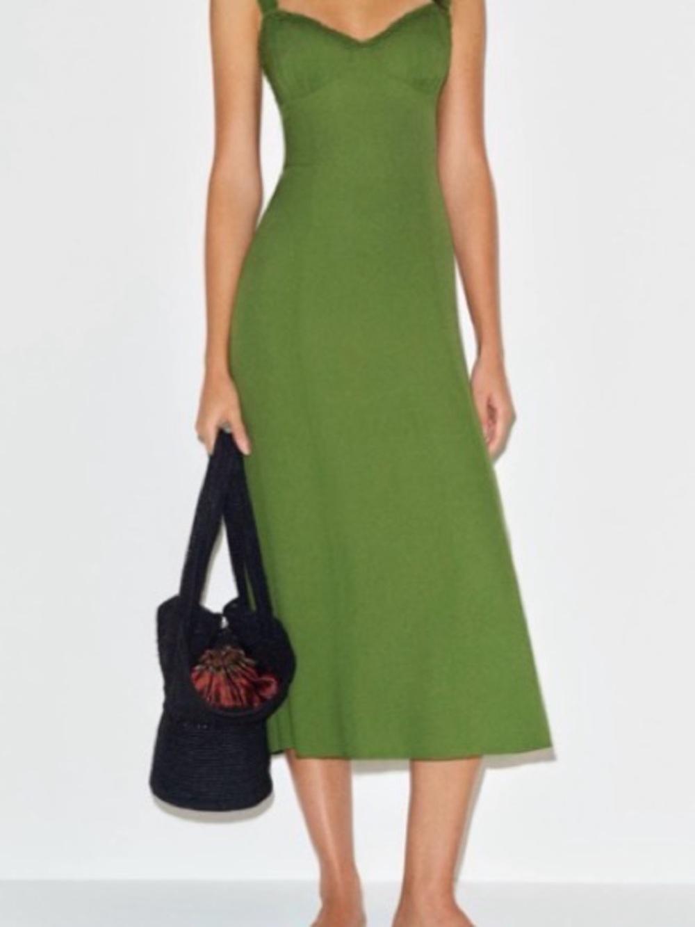 Reformation Olive Green Midi Slip Dress